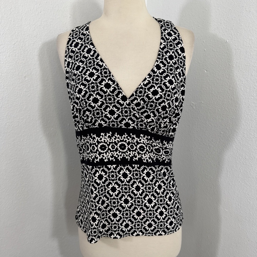 Vtg White House Black Market Babydoll Top Womens M Crisscross Romantic Y2K USA